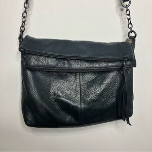 Margot navy blue leather crossbody bag medium size